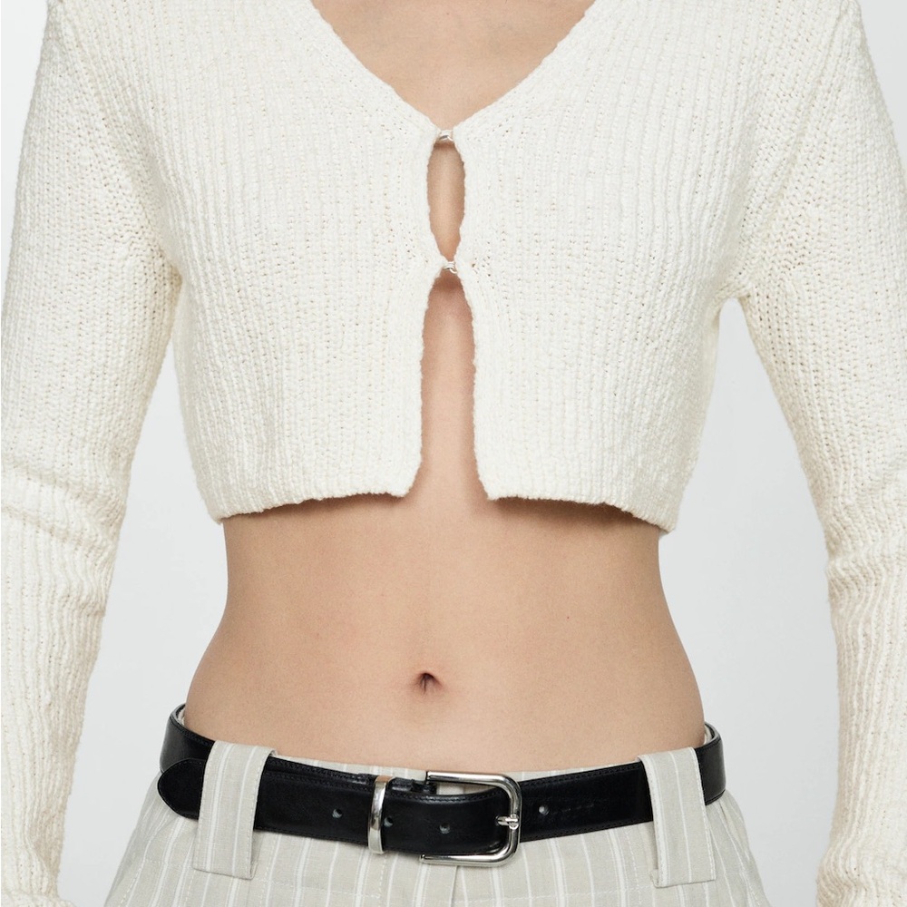 Mango White Knit Sweater